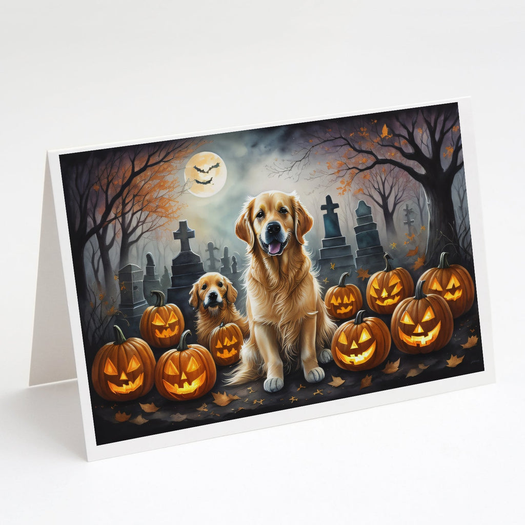 Golden Retriever Spooky Halloween Greeting Cards Pack of 8 Blank Cards with Envelopes Whimsical A7 Size 5x7