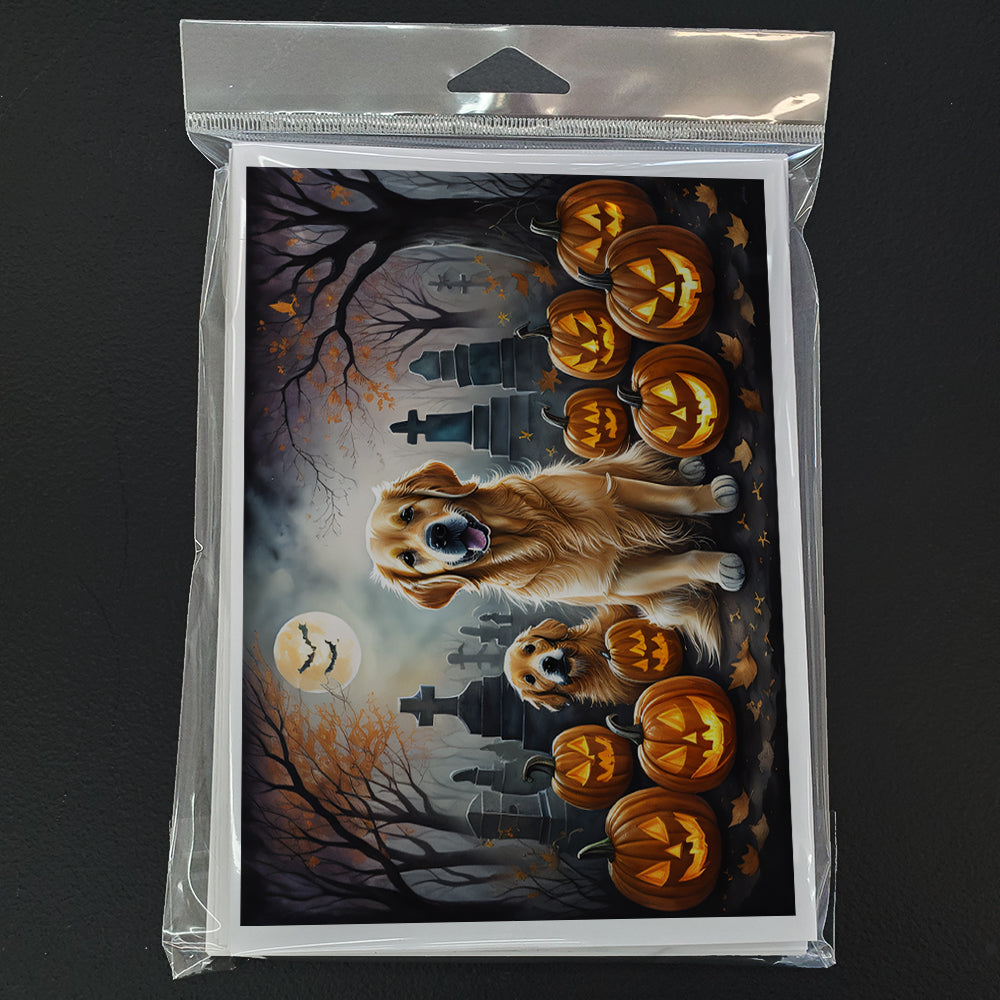 Golden Retriever Spooky Halloween Greeting Cards Pack of 8 Blank Cards with Envelopes Whimsical A7 Size 5x7