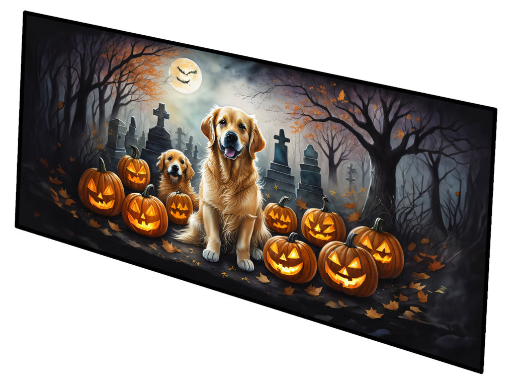 Golden Retriever Spooky Halloween Runner Mat 28x58 Front Door Mat Indoor Outdoor Rugs for Entryway Hallway Foyer Non Slip Washable Wide Doormat