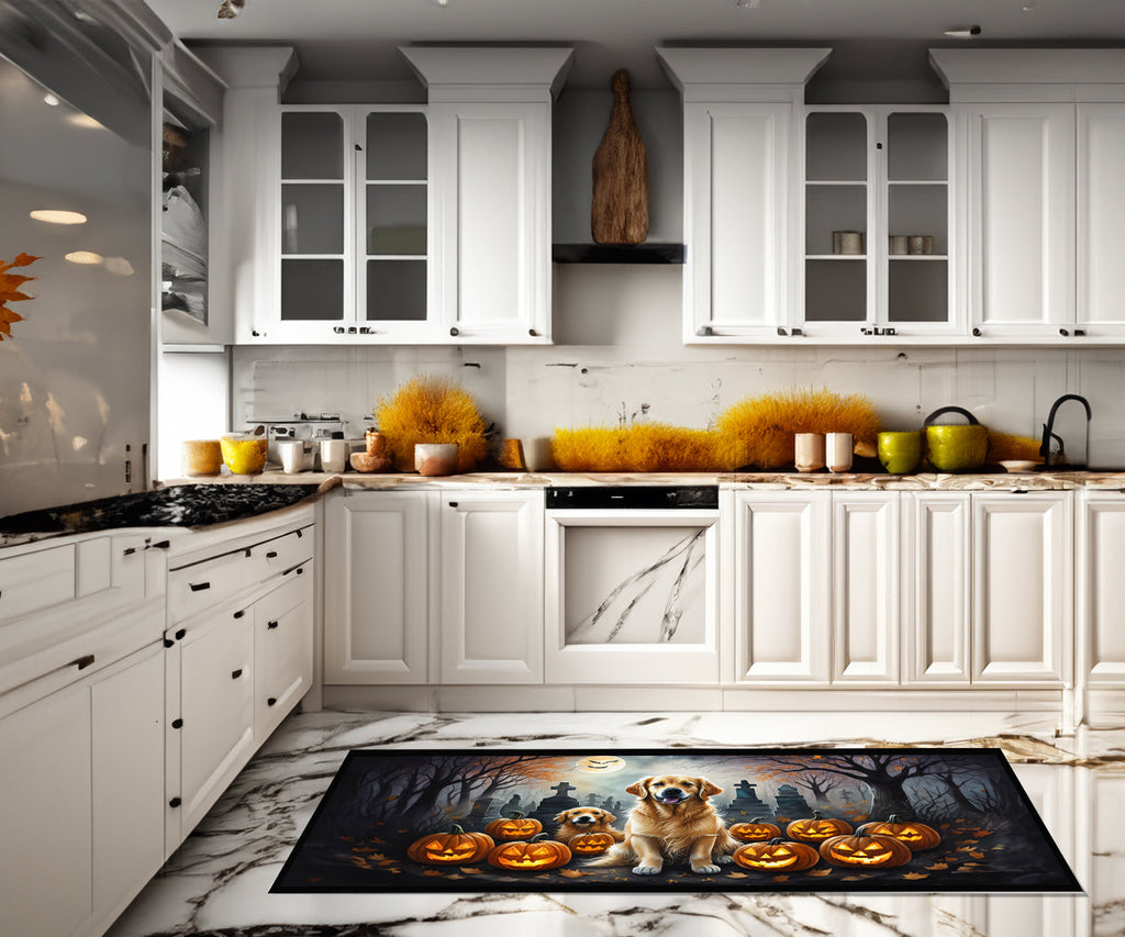 Golden Retriever Spooky Halloween Runner Mat 28x58 Front Door Mat Indoor Outdoor Rugs for Entryway Hallway Foyer Non Slip Washable Wide Doormat