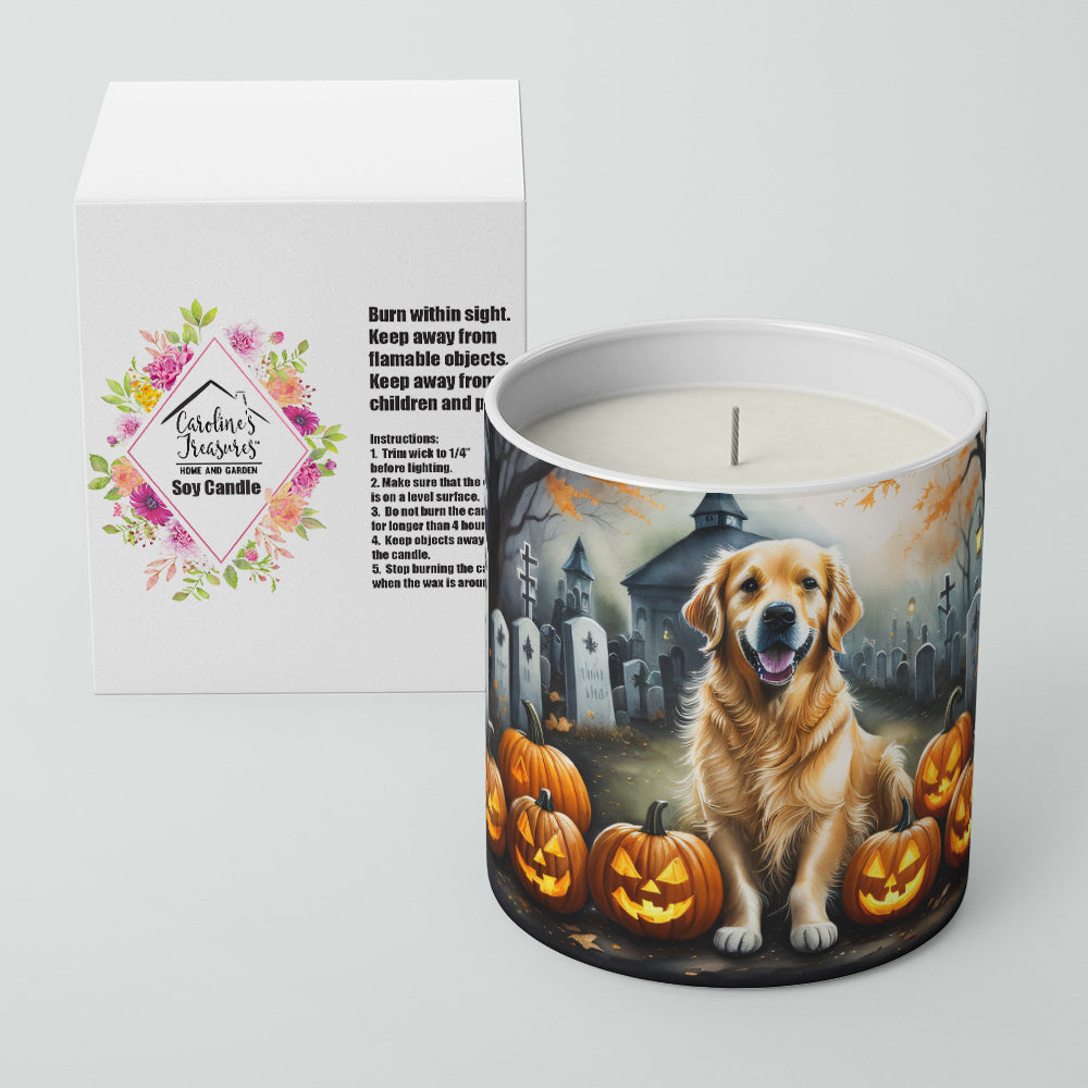 Golden Retriever Spooky Halloween Decorative Soy Candle Nature Soy Wax Essential Oil Home Decor Ideal for Bedroom Kitchen Bath Office Gift, 10 oz
