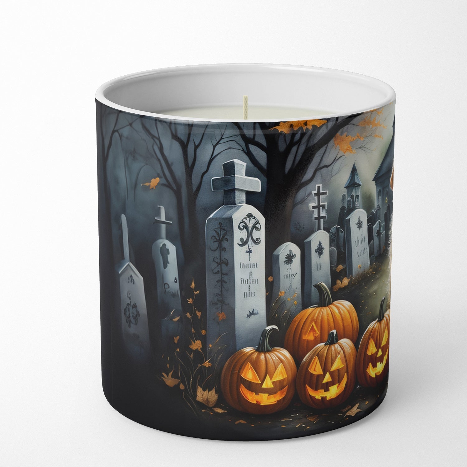 Golden Retriever Spooky Halloween Decorative Soy Candle Nature Soy Wax Essential Oil Home Decor Ideal for Bedroom Kitchen Bath Office Gift, 10 oz