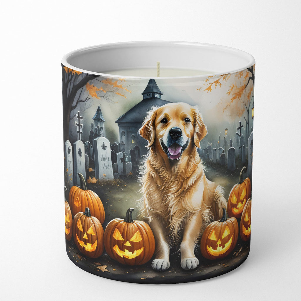 Golden Retriever Spooky Halloween Decorative Soy Candle Nature Soy Wax Essential Oil Home Decor Ideal for Bedroom Kitchen Bath Office Gift, 10 oz