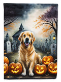 Golden Retriever Spooky Halloween House Flag 28x40 Porch Sleeve Pole Decorative Outside Yard Banner Artwork Wall Hanging, Polyester