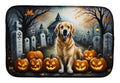 Golden Retriever Spooky Halloween Dish Drying Mat Absorbent Dish Drying Mat Pad for Kitchen Counter Dish Drainer Mat for Countertop, 14 x 21", Multicolor