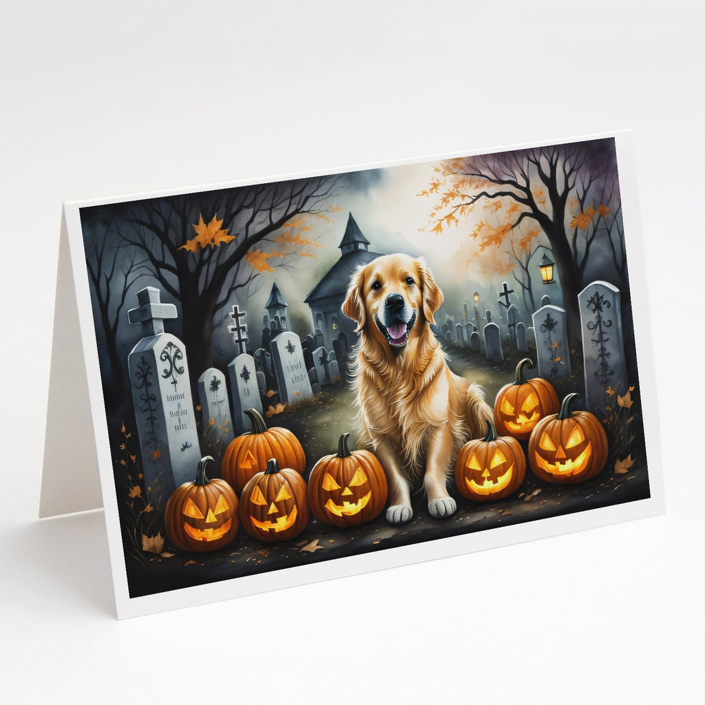 Golden Retriever Spooky Halloween Greeting Cards Pack of 8 Blank Cards with Envelopes Whimsical A7 Size 5x7