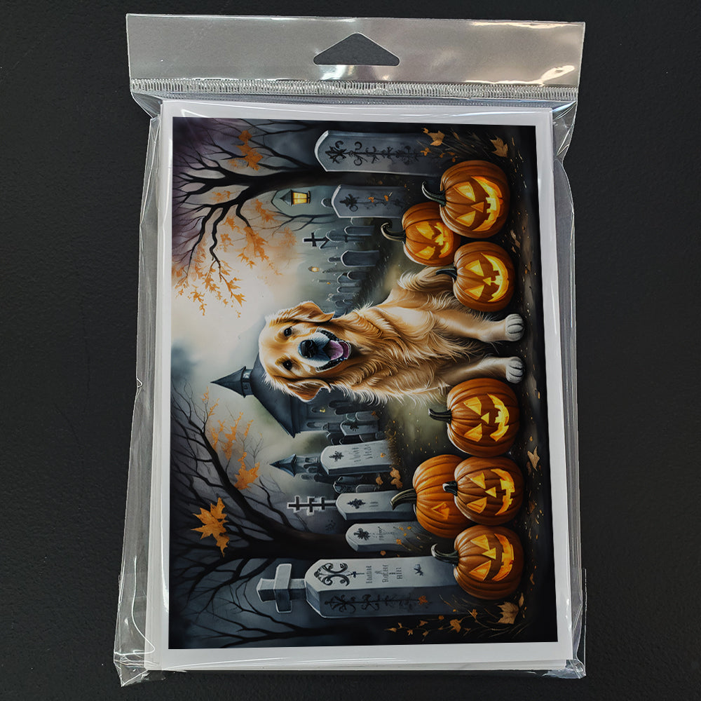 Golden Retriever Spooky Halloween Greeting Cards Pack of 8 Blank Cards with Envelopes Whimsical A7 Size 5x7