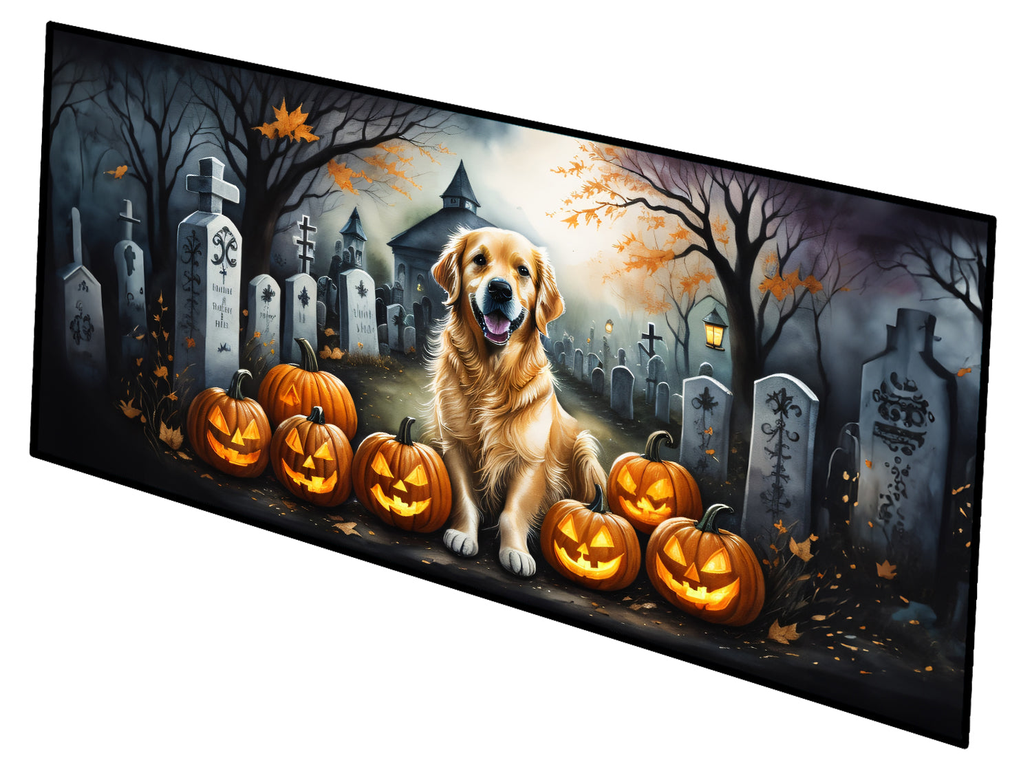 Golden Retriever Spooky Halloween Runner Mat 28x58 Front Door Mat Indoor Outdoor Rugs for Entryway Hallway Foyer Non Slip Washable Wide Doormat