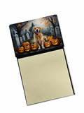 Golden Retriever Spooky Halloween Watercolor Sticky Note Holder Refillable Dispenser Desk Accessory 3x3 Pad Gift