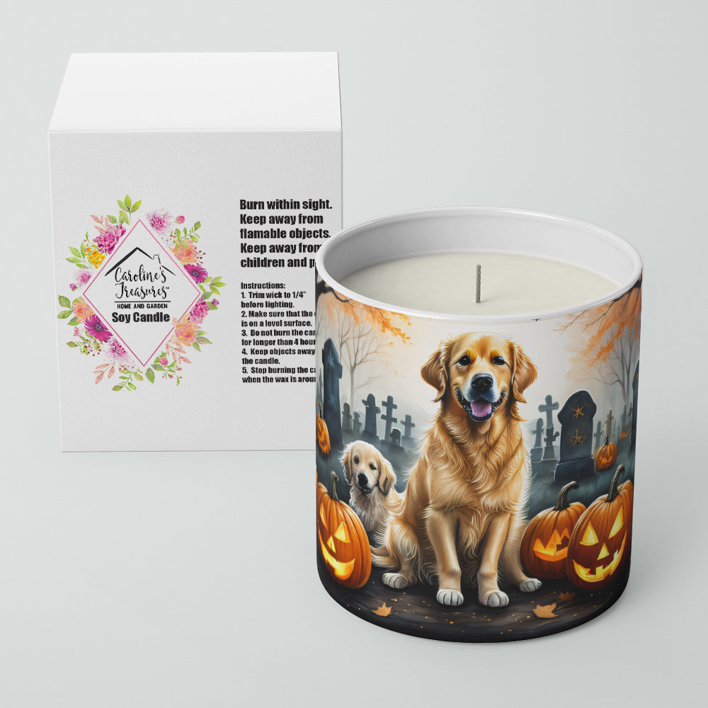 Golden Retriever Spooky Halloween Decorative Soy Candle Nature Soy Wax Essential Oil Home Decor Ideal for Bedroom Kitchen Bath Office Gift, 10 oz