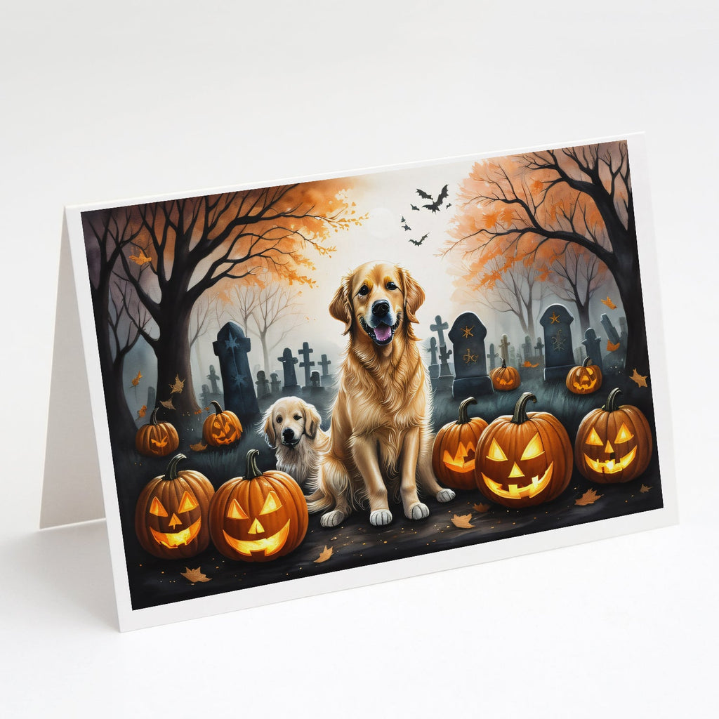 Golden Retriever Spooky Halloween Greeting Cards Pack of 8 Blank Cards with Envelopes Whimsical A7 Size 5x7