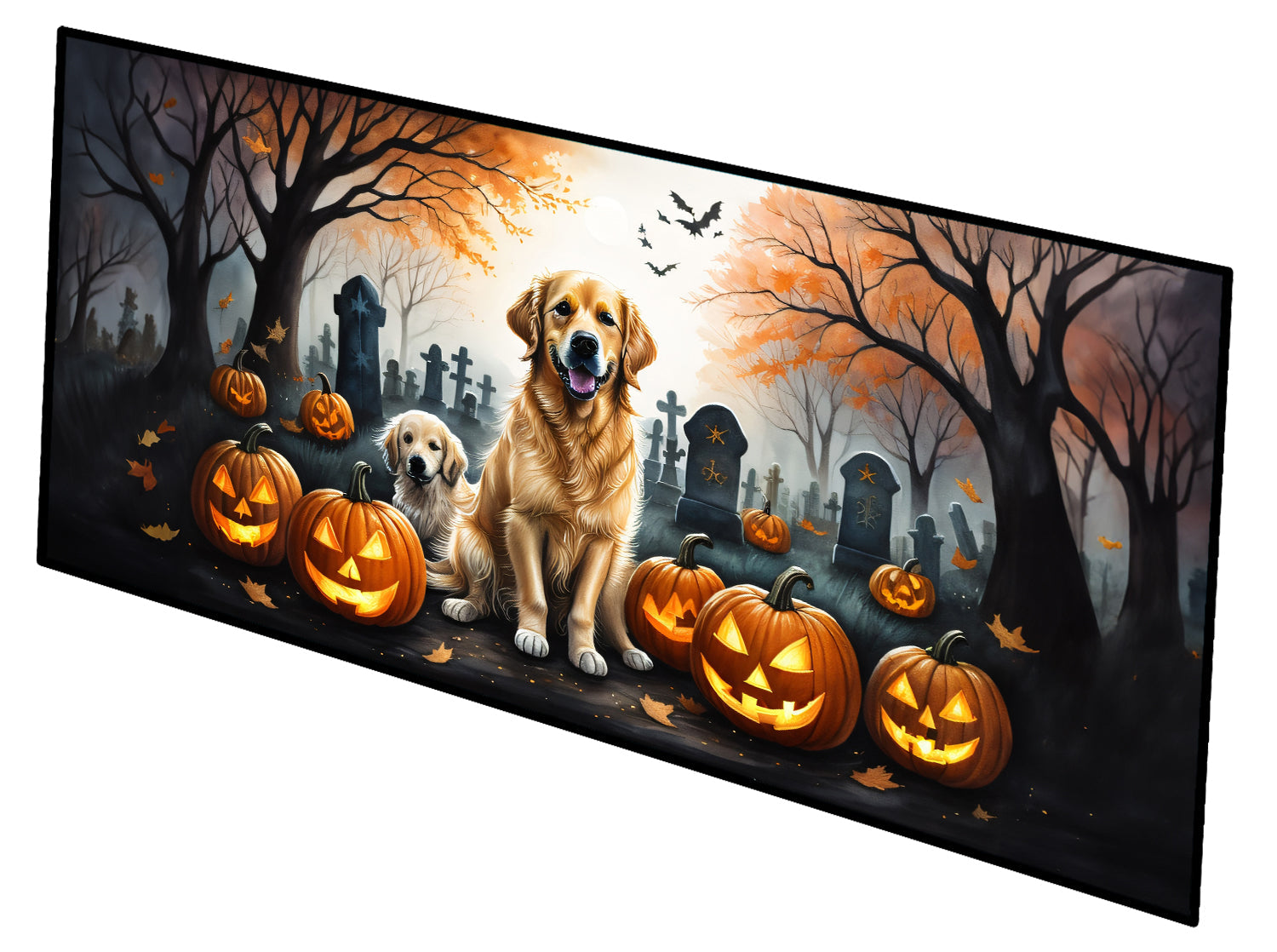 Golden Retriever Spooky Halloween Runner Mat 28x58 Front Door Mat Indoor Outdoor Rugs for Entryway Hallway Foyer Non Slip Washable Wide Doormat