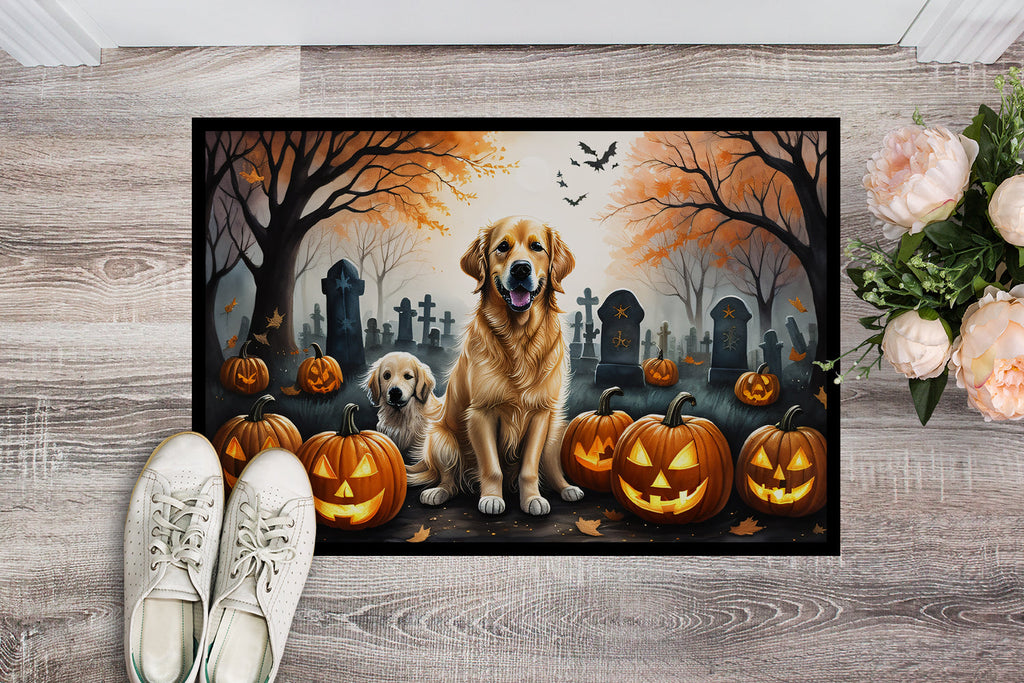 Golden Retriever Spooky Halloween Doormat Indoor Outdoor 24H X 36W Front Door Mat Rugs for Entryway, Non Slip Washable Low Pile,