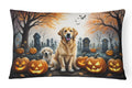 Golden Retriever Spooky Halloween Decorative Throw Pillow 12x16 Indoor Outdoor Accent Cushion, Fabric Cover with Insert for Sofa, Bed, Porch & Living Room