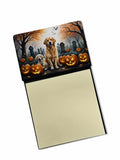 Golden Retriever Spooky Halloween Watercolor Sticky Note Holder Refillable Dispenser Desk Accessory 3x3 Pad Gift