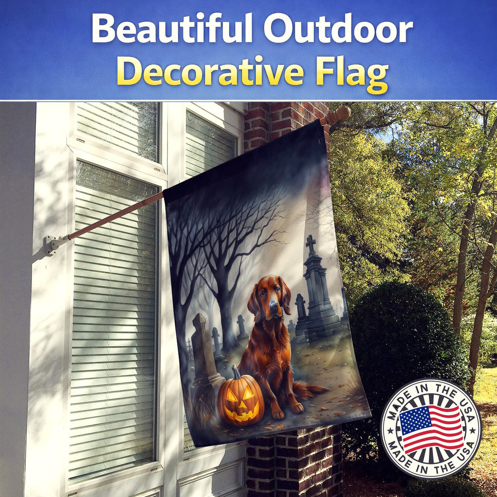 Irish Setter Spooky Halloween House Flag 28x40 Porch Sleeve Pole Decorative Outside Yard Banner Artwork Wall Hanging, Polyester