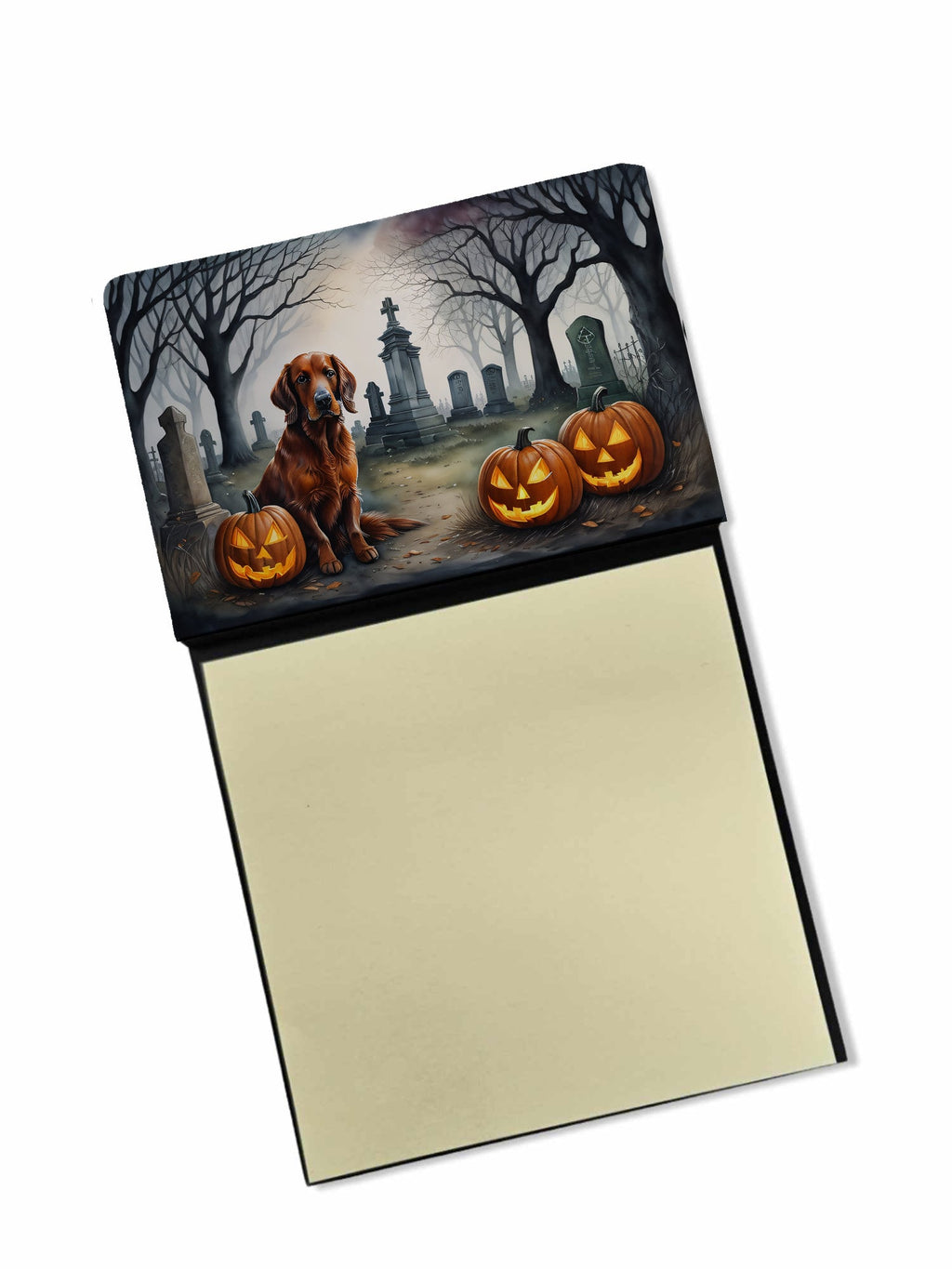 Irish Setter Spooky Halloween Watercolor Sticky Note Holder Refillable Dispenser Desk Accessory 3x3 Pad Gift