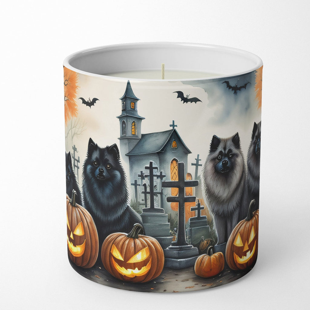 Keeshond Spooky Halloween Decorative Soy Candle Nature Soy Wax Essential Oil Home Decor Ideal for Bedroom Kitchen Bath Office Gift, 10 oz