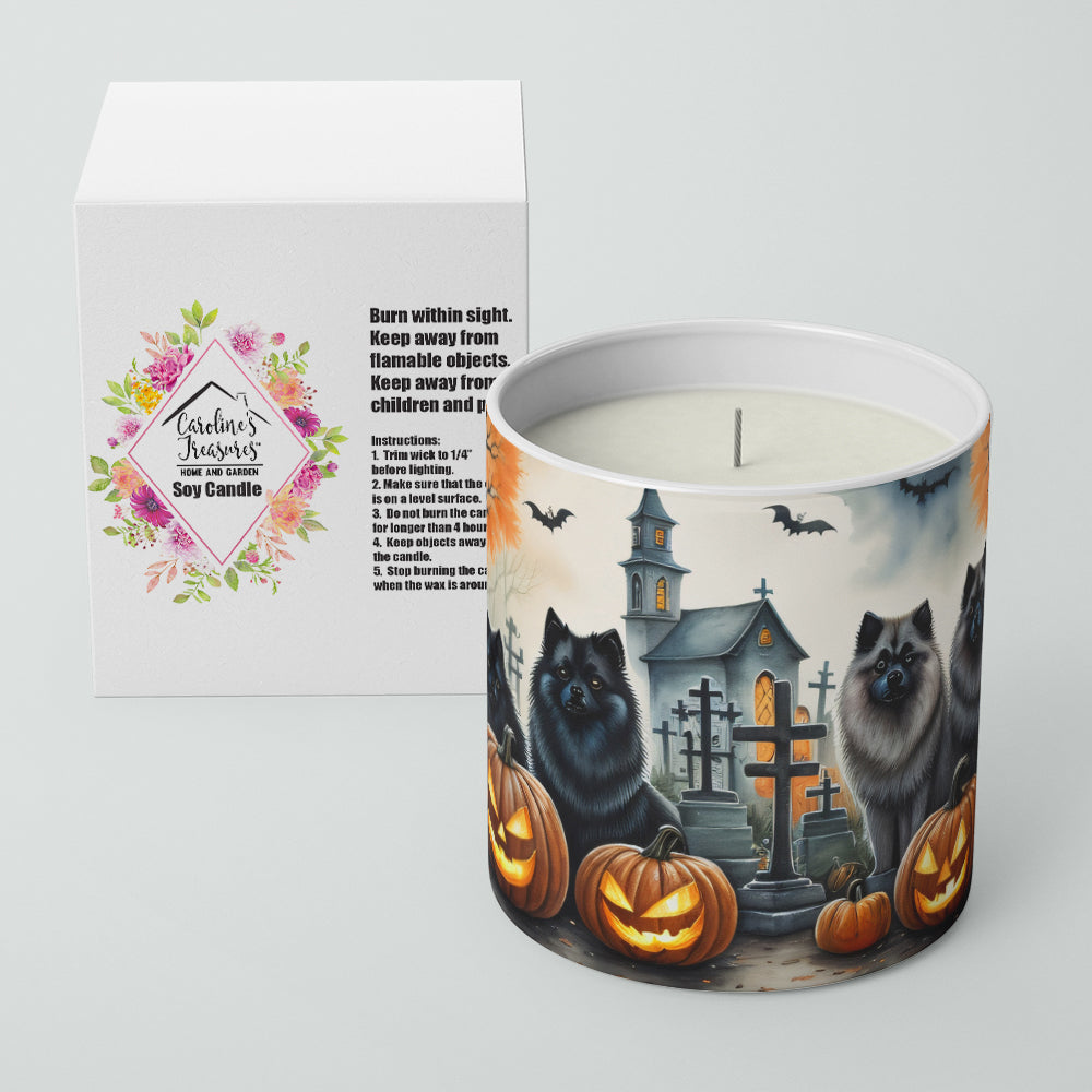 Keeshond Spooky Halloween Decorative Soy Candle Nature Soy Wax Essential Oil Home Decor Ideal for Bedroom Kitchen Bath Office Gift, 10 oz