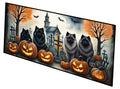 Keeshond Spooky Halloween Runner Mat 28x58 Front Door Mat Indoor Outdoor Rugs for Entryway Hallway Foyer Non Slip Washable Wide Doormat