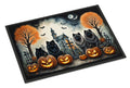 Keeshond Spooky Halloween Doormat Indoor Outdoor 18H X 27W Front Door Mat Rugs for Entryway, Non Slip Washable