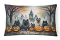 Keeshond Spooky Halloween Decorative Throw Pillow 12x16 Indoor Outdoor Accent Cushion, Fabric Cover with Insert for Sofa, Bed, Porch & Living Room