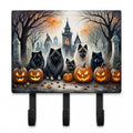 Keeshond Spooky Halloween Leash or Key Holder Wall Hooks, Coat Rack Wall Mount, for Hanging Keys, Towels, Aprons, Leashes
