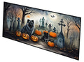 Keeshond Spooky Halloween Runner Mat 28x58 Front Door Mat Indoor Outdoor Rugs for Entryway Hallway Foyer Non Slip Washable Wide Doormat