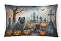 Keeshond Spooky Halloween Decorative Throw Pillow 12x16 Indoor Outdoor Accent Cushion, Fabric Cover with Insert for Sofa, Bed, Porch & Living Room
