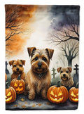 Norfolk Terrier Spooky Halloween House Flag 28x40 Porch Sleeve Pole Decorative Outside Yard Banner Artwork Wall Hanging, Polyester