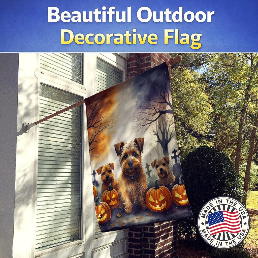 Norfolk Terrier Spooky Halloween House Flag 28x40 Porch Sleeve Pole Decorative Outside Yard Banner Artwork Wall Hanging, Polyester