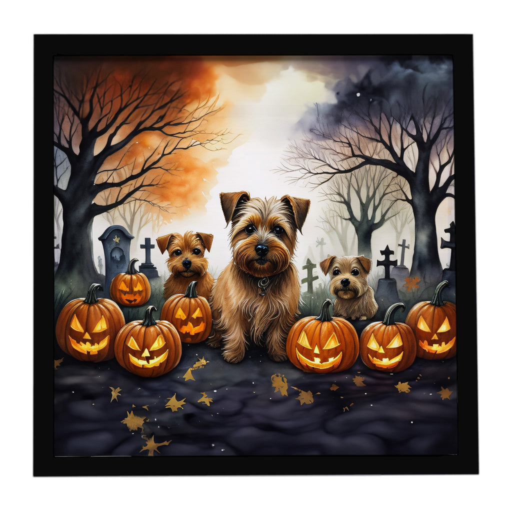 Norfolk Terrier Spooky Halloween Framed Metal Print Bathroom, Kitchen, Office, Home Decor Wall Art Ready to Hang, Square, 8X8