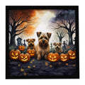 Norfolk Terrier Spooky Halloween Framed Metal Print Bathroom, Kitchen, Office, Home Decor Wall Art Ready to Hang, Square, 8X8