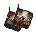 Norfolk Terrier Spooky Halloween Pot Holder Set of 2 Heat Resistant Quilted Hot Pads 7.5 x 7.5 Inch, Insulated Kitchen Trivets for Cooking & Baking