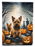 Norwich Terrier Spooky Halloween House Flag 28x40 Porch Sleeve Pole Decorative Outside Yard Banner Artwork Wall Hanging, Polyester