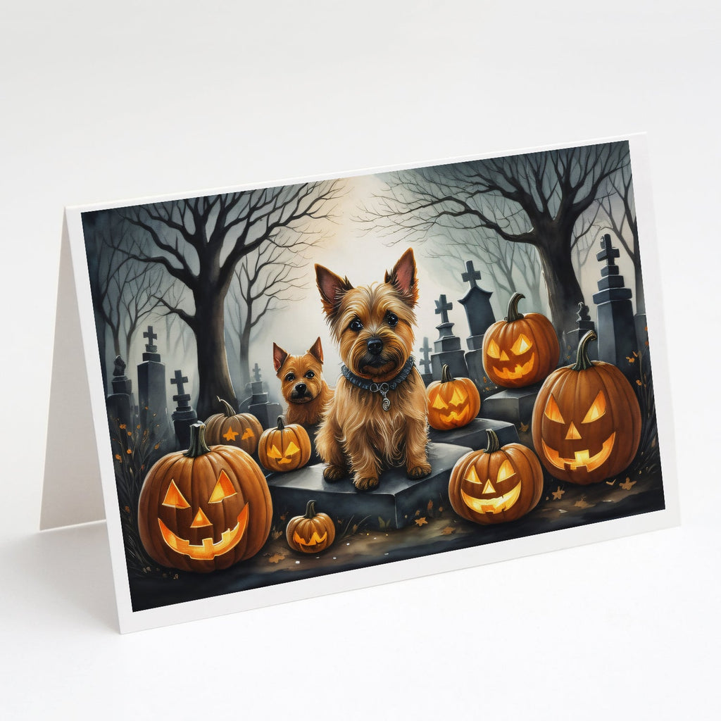 Norwich Terrier Spooky Halloween Greeting Cards Pack of 8 Blank Cards with Envelopes Whimsical A7 Size 5x7