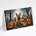 Norwich Terrier Spooky Halloween Greeting Cards Pack of 8 Blank Cards with Envelopes Whimsical A7 Size 5x7