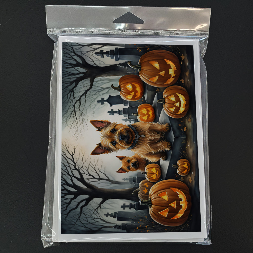 Norwich Terrier Spooky Halloween Greeting Cards Pack of 8 Blank Cards with Envelopes Whimsical A7 Size 5x7