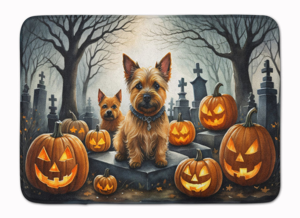 Norwich Terrier Spooky Halloween Memory Foam Kitchen Mat Machine Washable Anti-Fatigue Cushion Comfort Bath or Kitchen Rug