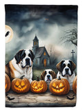 Saint Bernard Spooky Halloween House Flag 28x40 Porch Sleeve Pole Decorative Outside Yard Banner Artwork Wall Hanging, Polyester