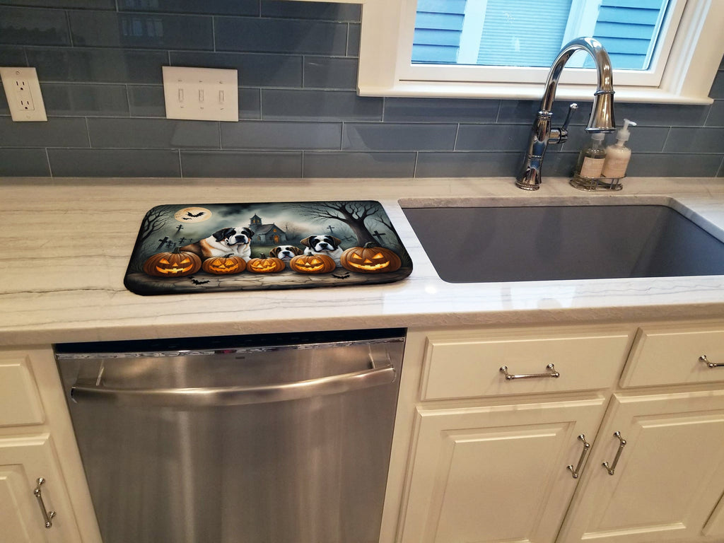 Saint Bernard Spooky Halloween Dish Drying Mat Absorbent Dish Drying Mat Pad for Kitchen Counter Dish Drainer Mat for Countertop, 14 x 21", Multicolor