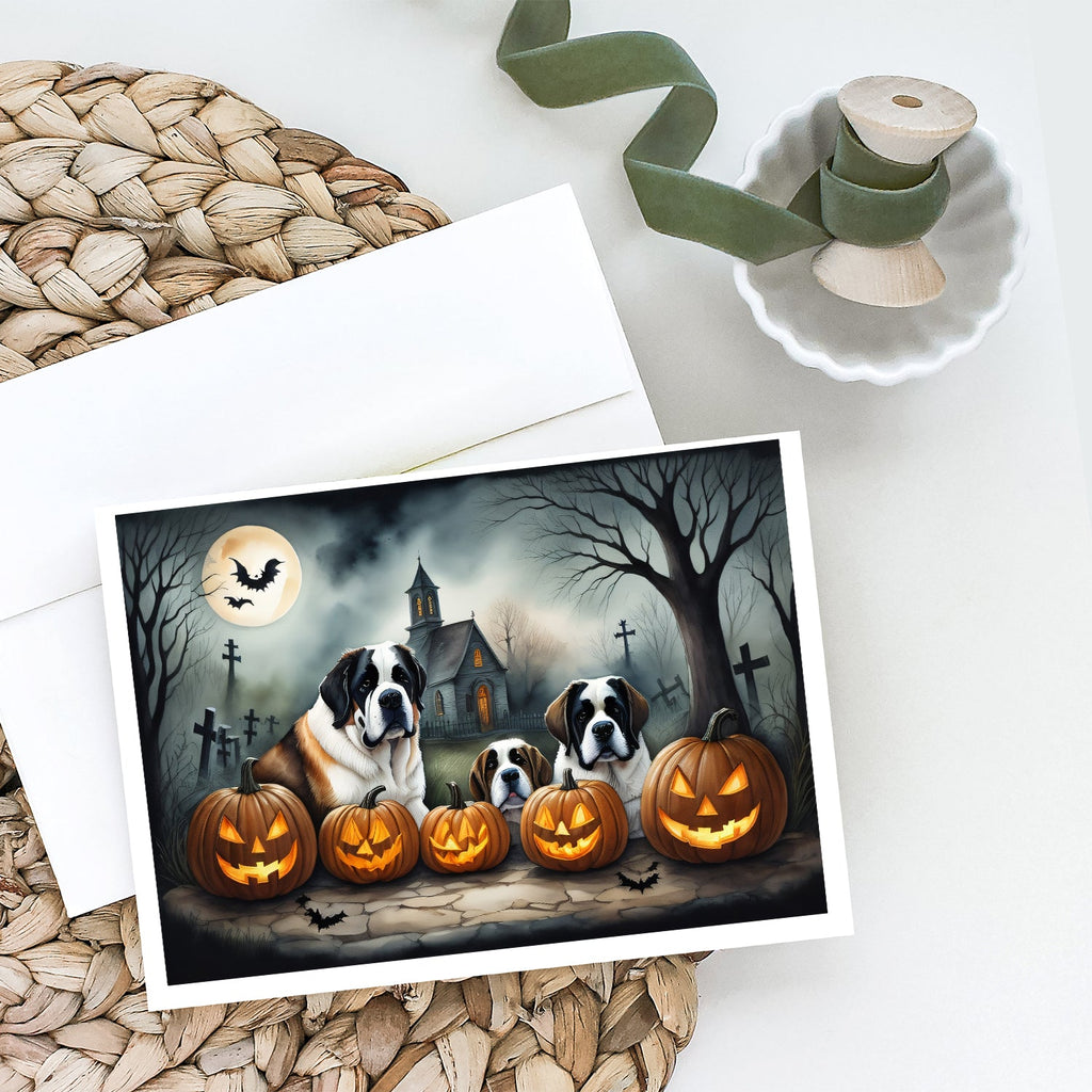 Saint Bernard Spooky Halloween Greeting Cards Pack of 8 Blank Cards with Envelopes Whimsical A7 Size 5x7