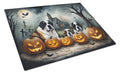 Saint Bernard Spooky Halloween Cutting Board Tempered Glass Kitchen Cutting Surface, Heat Resistant Chopping, Non-Slip Feet, Food Prep & Serving