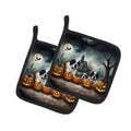 Saint Bernard Spooky Halloween Pot Holder Set of 2 Heat Resistant Quilted Hot Pads 7.5 x 7.5 Inch, Insulated Kitchen Trivets for Cooking & Baking