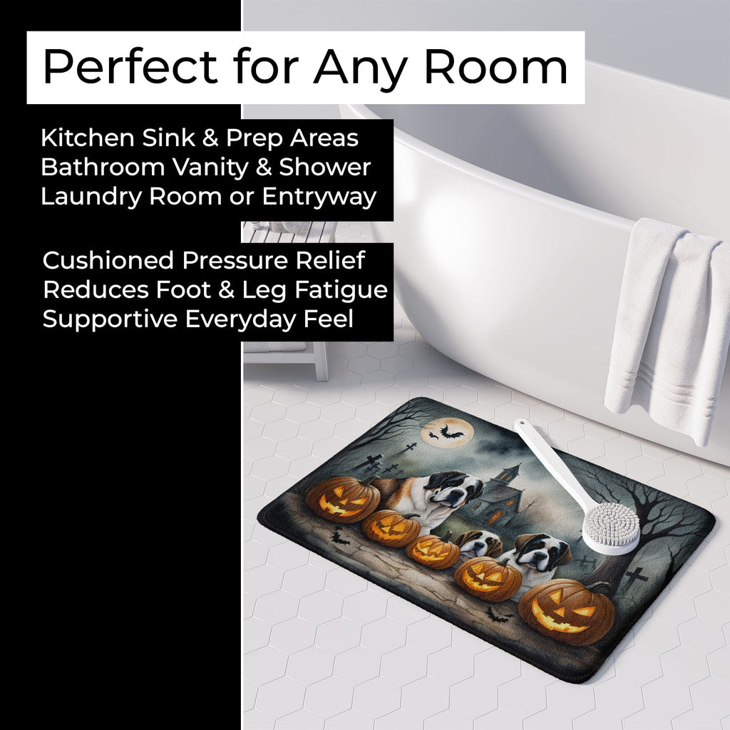 Saint Bernard Spooky Halloween Memory Foam Kitchen Mat Machine Washable Anti-Fatigue Cushion Comfort Bath or Kitchen Rug