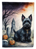 Scottish Terrier Spooky Halloween House Flag 28x40 Porch Sleeve Pole Decorative Outside Yard Banner Artwork Wall Hanging, Polyester