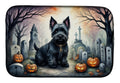 Scottish Terrier Spooky Halloween Dish Drying Mat Absorbent Dish Drying Mat Pad for Kitchen Counter Dish Drainer Mat for Countertop, 14 x 21", Multicolor