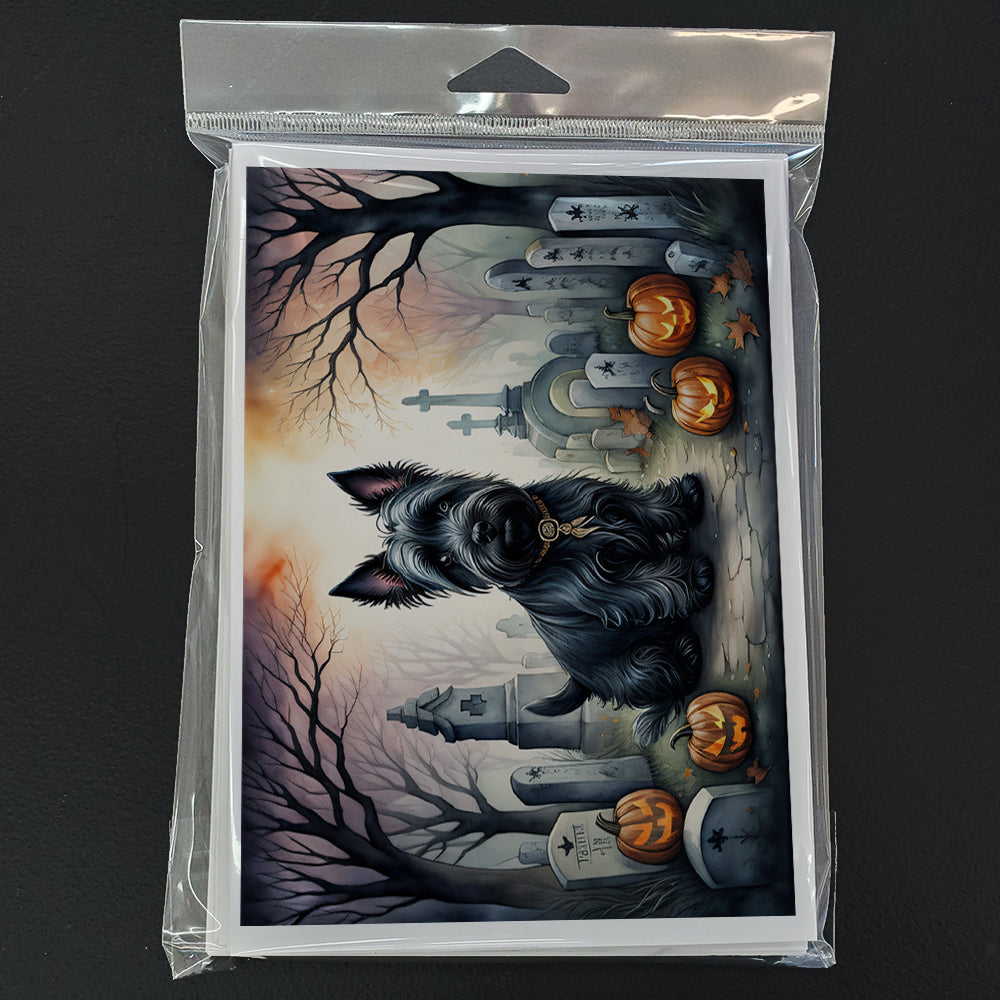 Scottish Terrier Spooky Halloween Greeting Cards Pack of 8 Blank Cards with Envelopes Whimsical A7 Size 5x7