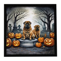 Shar Pei Spooky Halloween Framed Metal Print Bathroom, Kitchen, Office, Home Decor Wall Art Ready to Hang, Square, 8X8