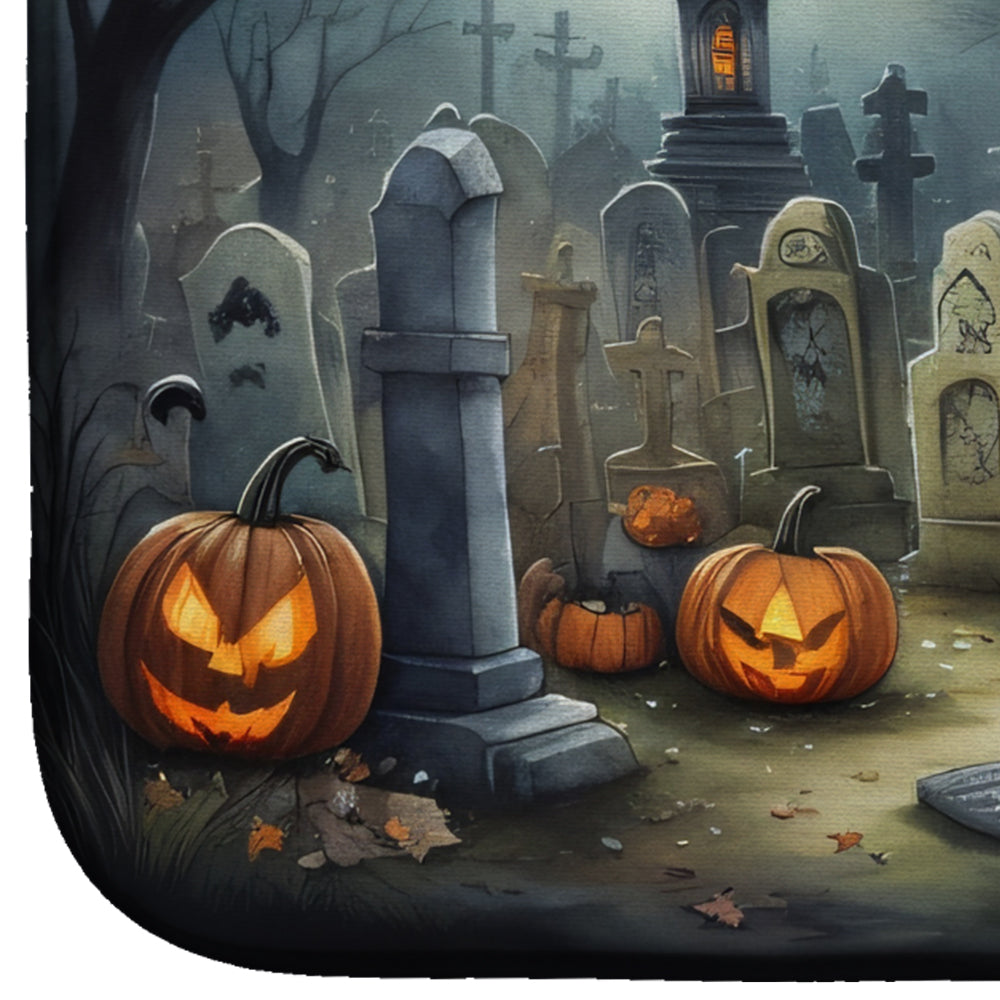 Shih Tzu Spooky Halloween Dish Drying Mat Absorbent Dish Drying Mat Pad for Kitchen Counter Dish Drainer Mat for Countertop, 14 x 21", Multicolor